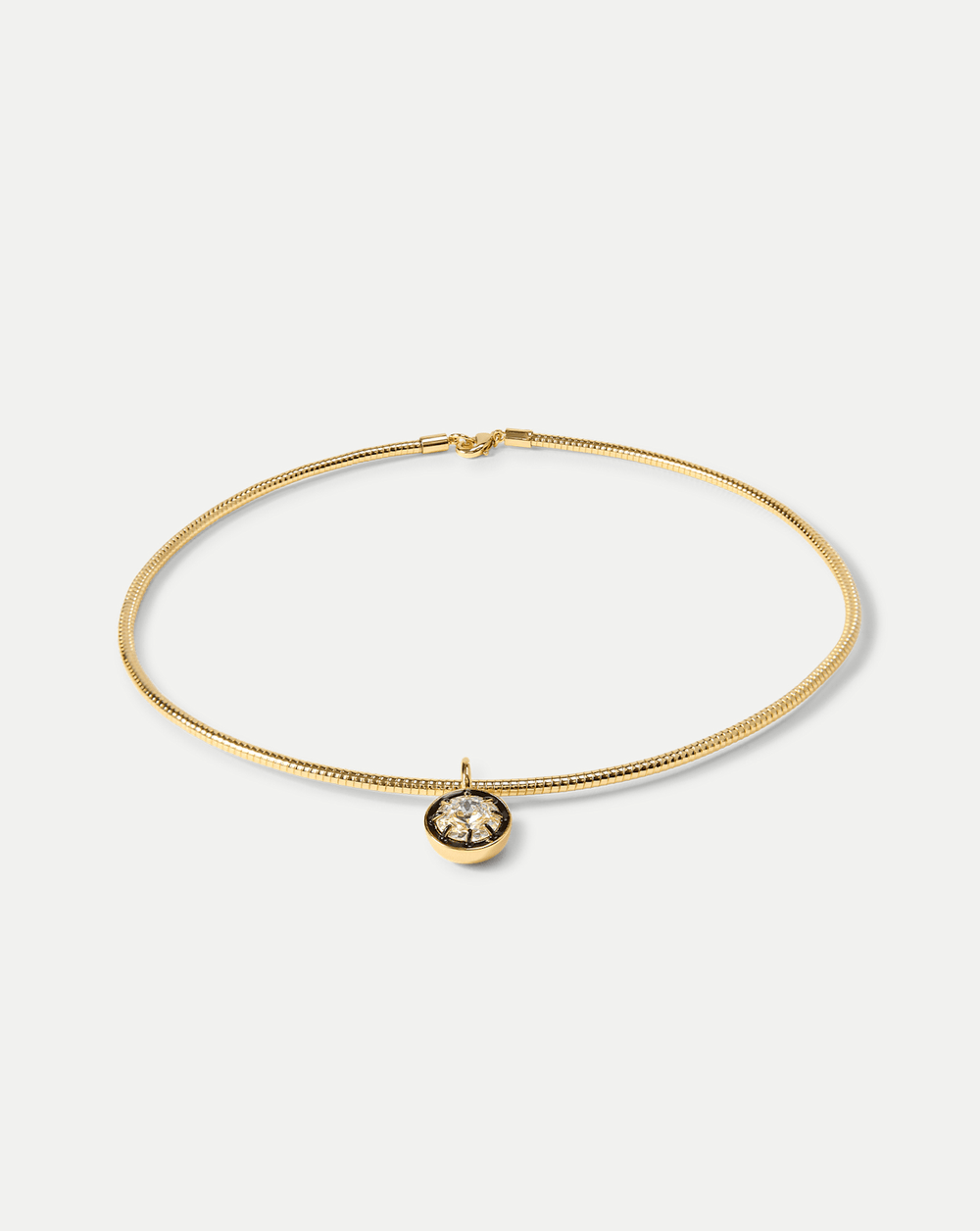 Gold Snake Chain Pendant Necklace in Clear/Gold