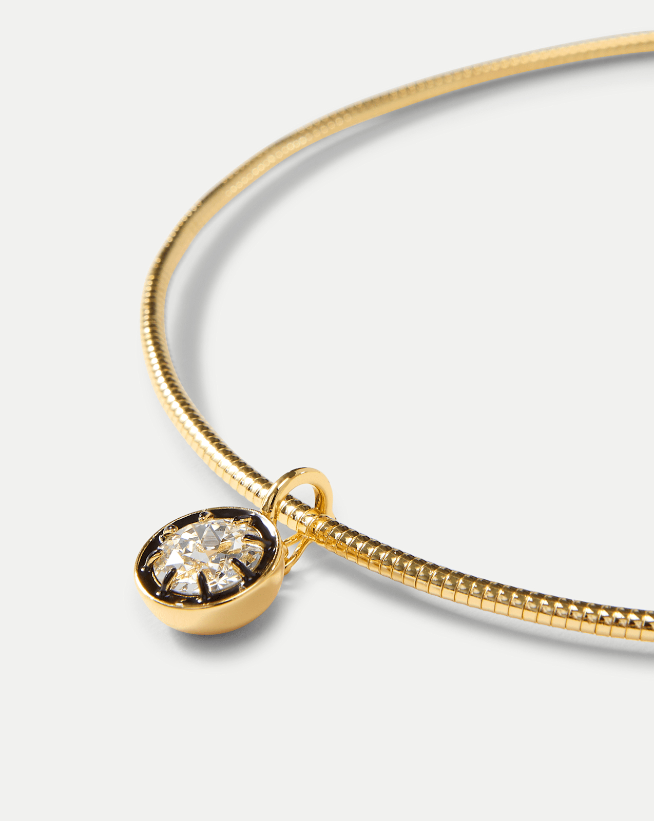 Gold Snake Chain Pendant Necklace in Clear/Gold