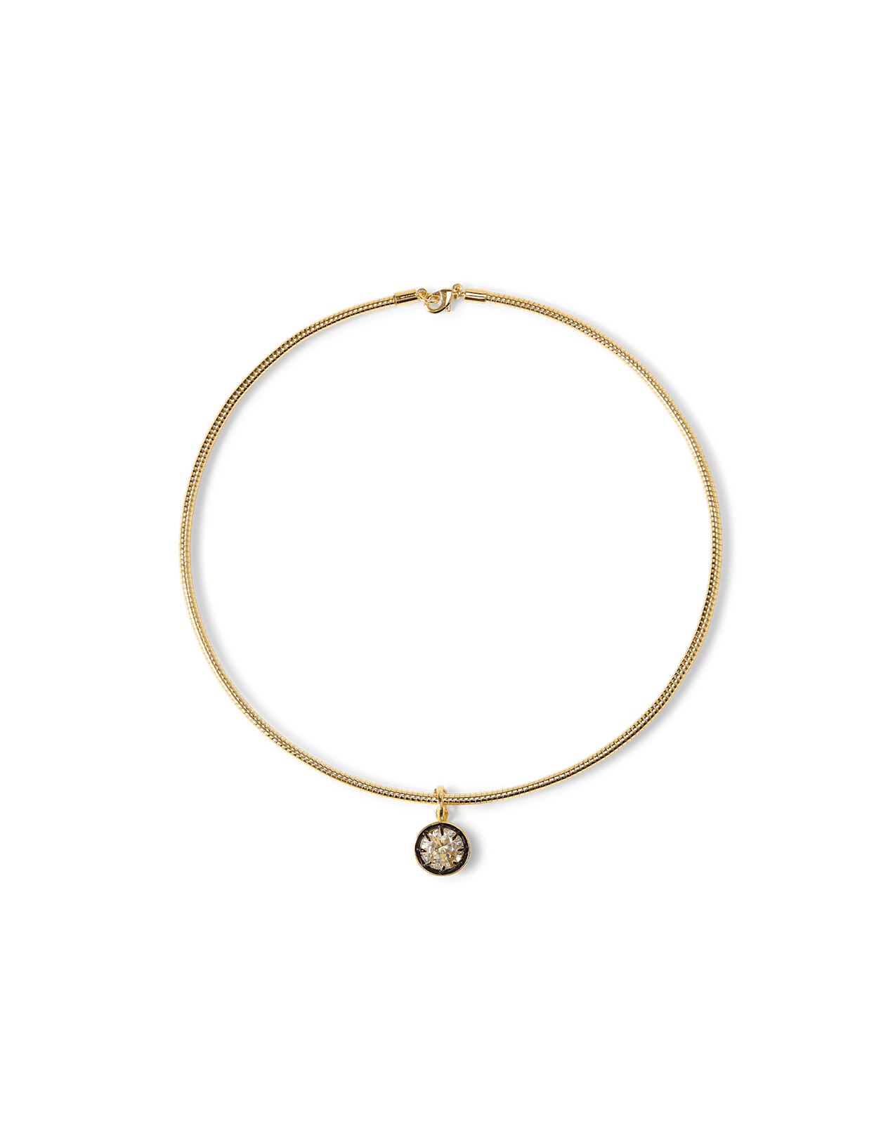 Gold Snake Chain Pendant Necklace in Clear/Gold