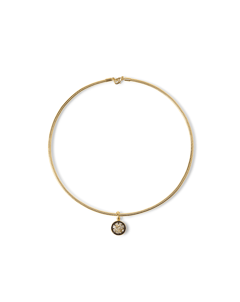 Gold Snake Chain Pendant Necklace in Clear/Gold