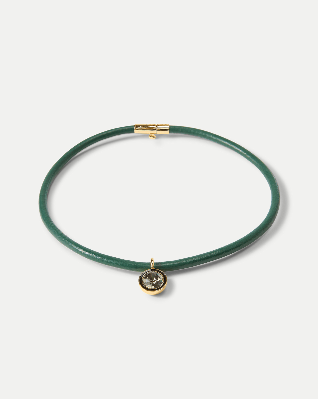 Green Leather Pendant Necklace in Green/Black