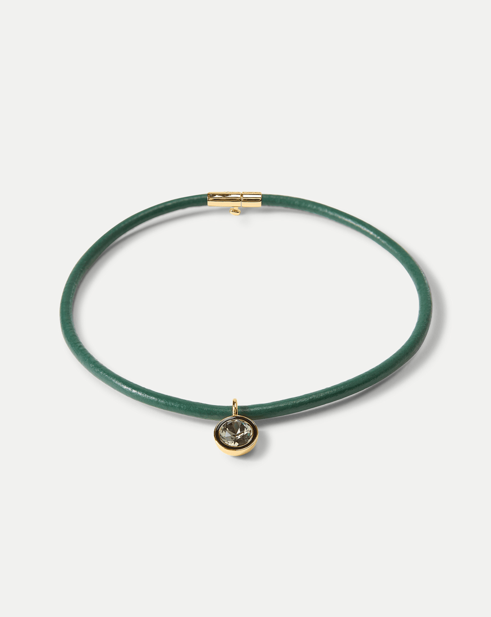 Green Leather Pendant Necklace in Green/Black