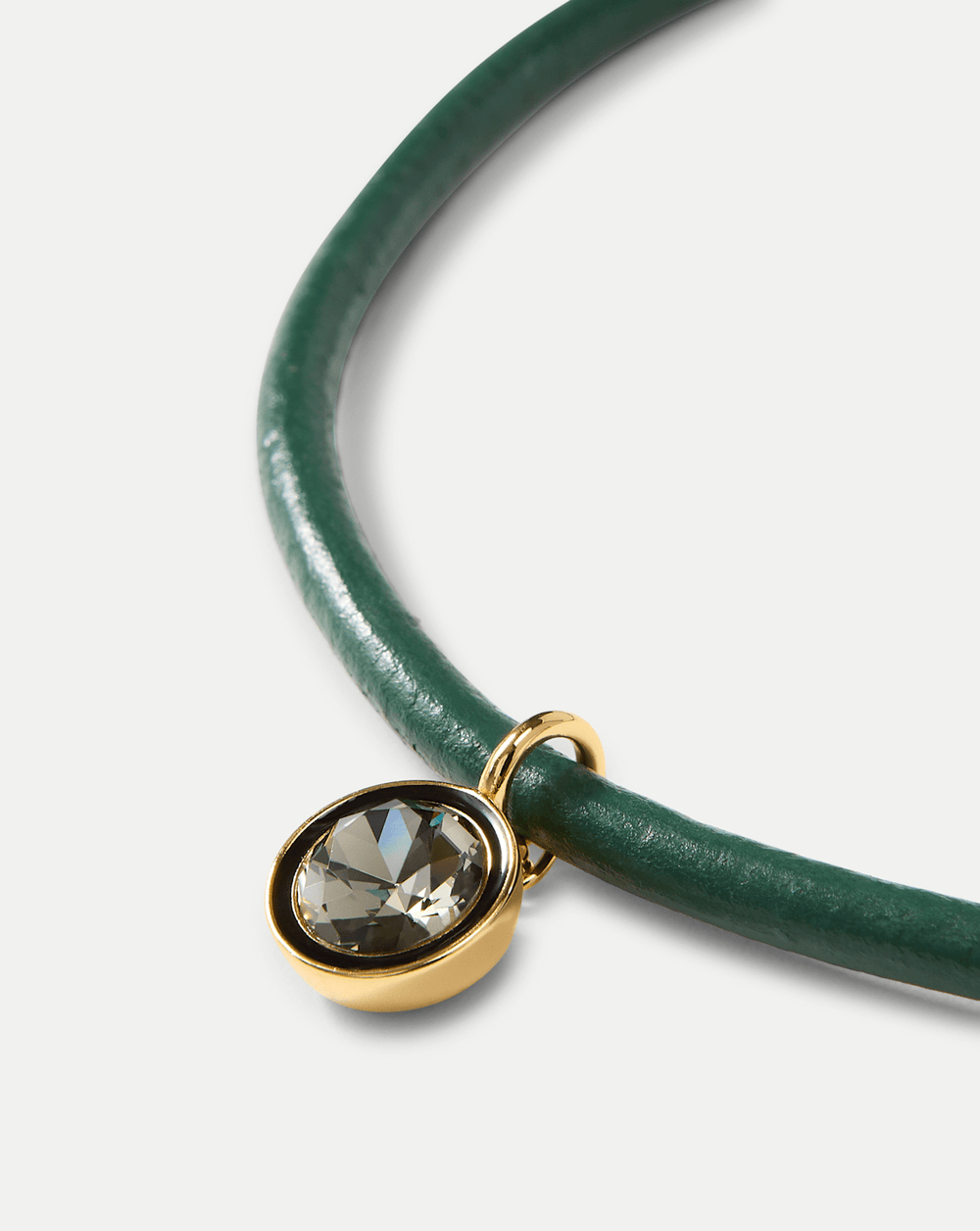 Green Leather Pendant Necklace in Green/Black