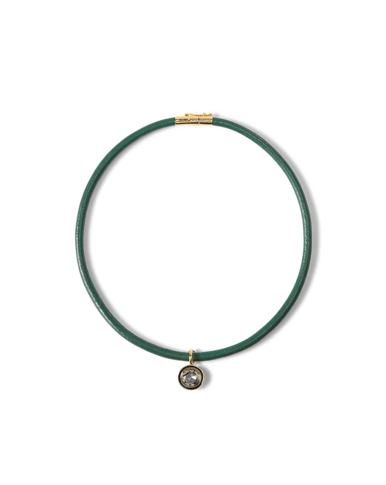 Green Leather Pendant Necklace in Green/Black