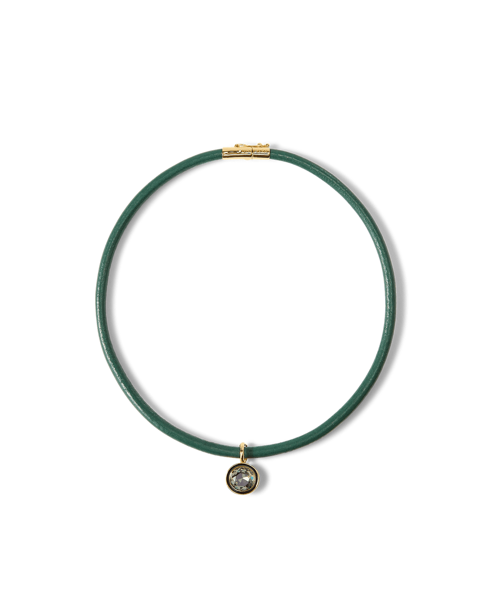 Green Leather Pendant Necklace in Green/Black