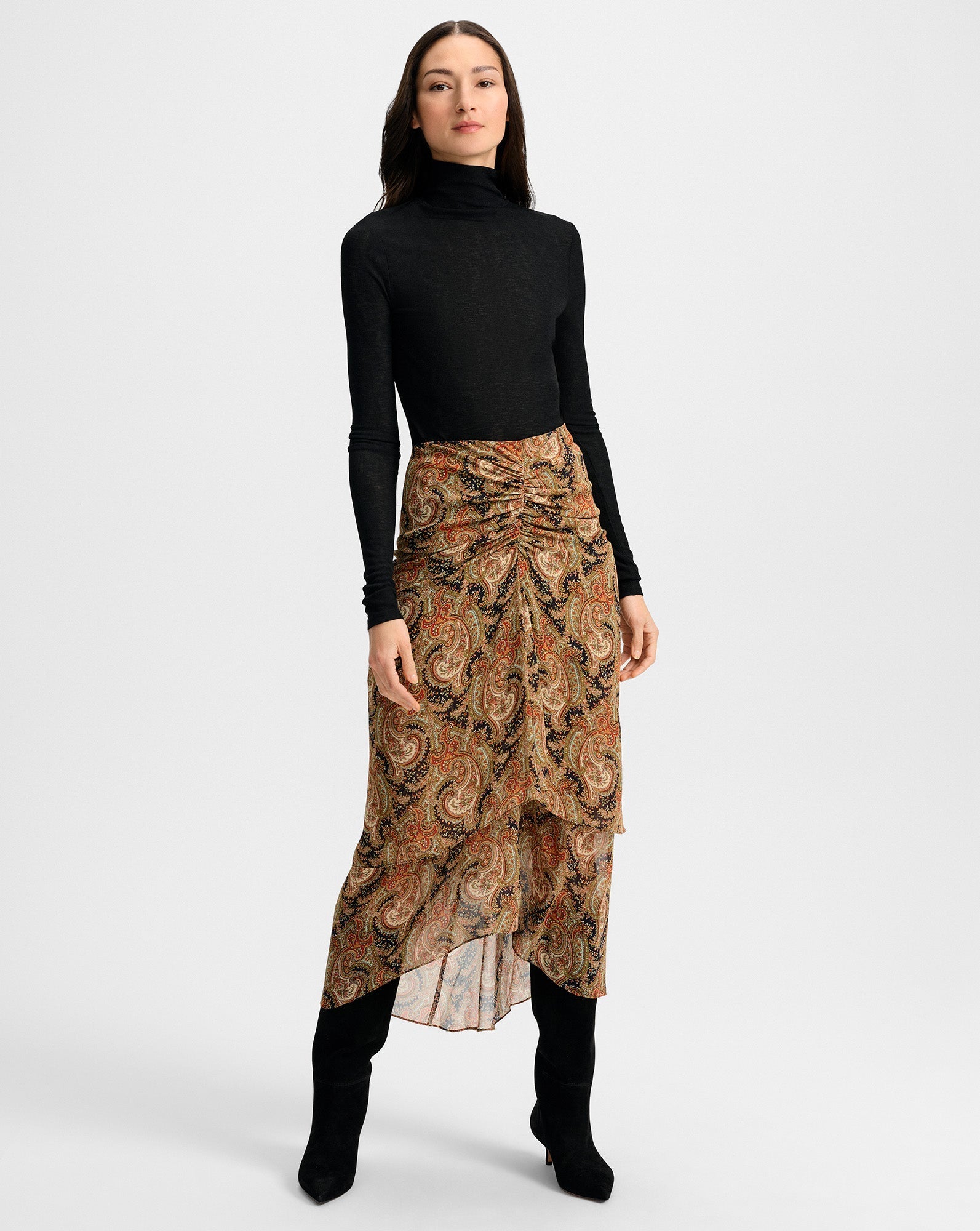 Wyeth Ribbed Turtleneck Top in Black