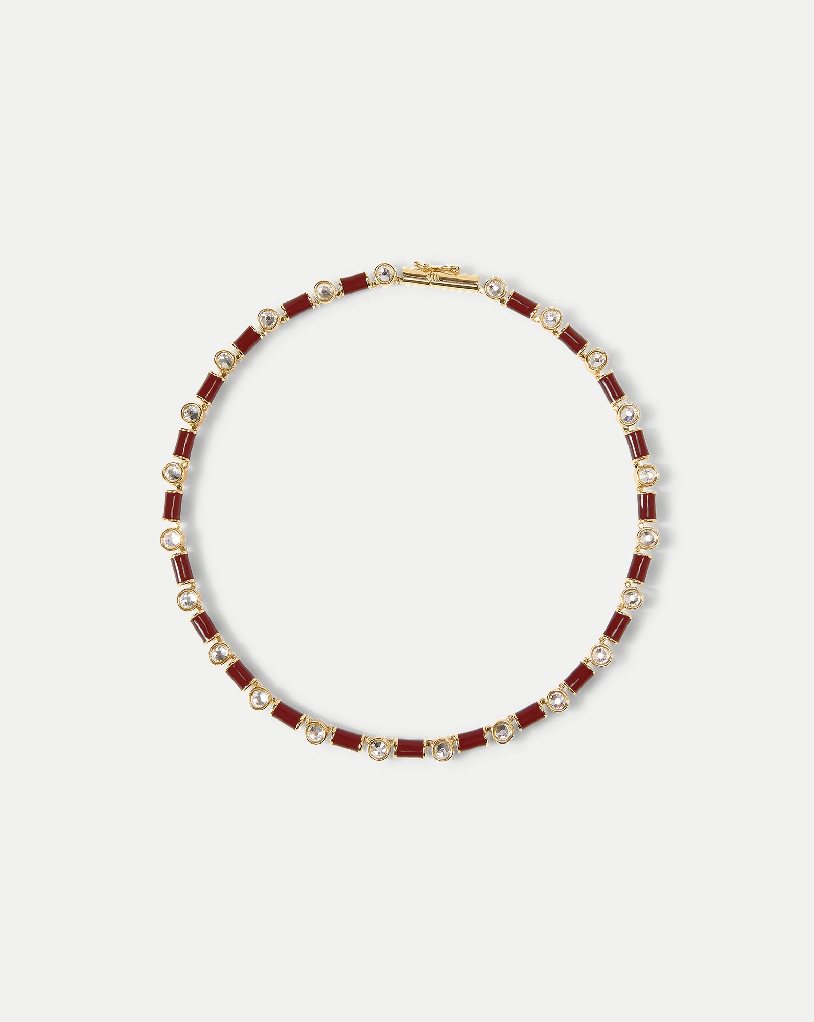 Burgundy Enamel and Crystal Barrel Necklace