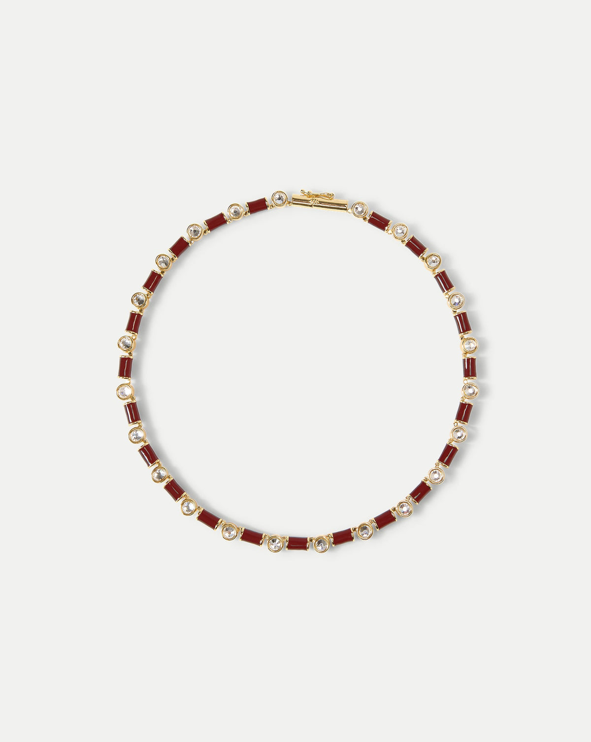 Burgundy Enamel and Crystal Barrel Necklace