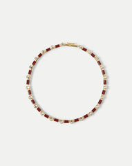 Burgundy Enamel and Crystal Barrel Necklace