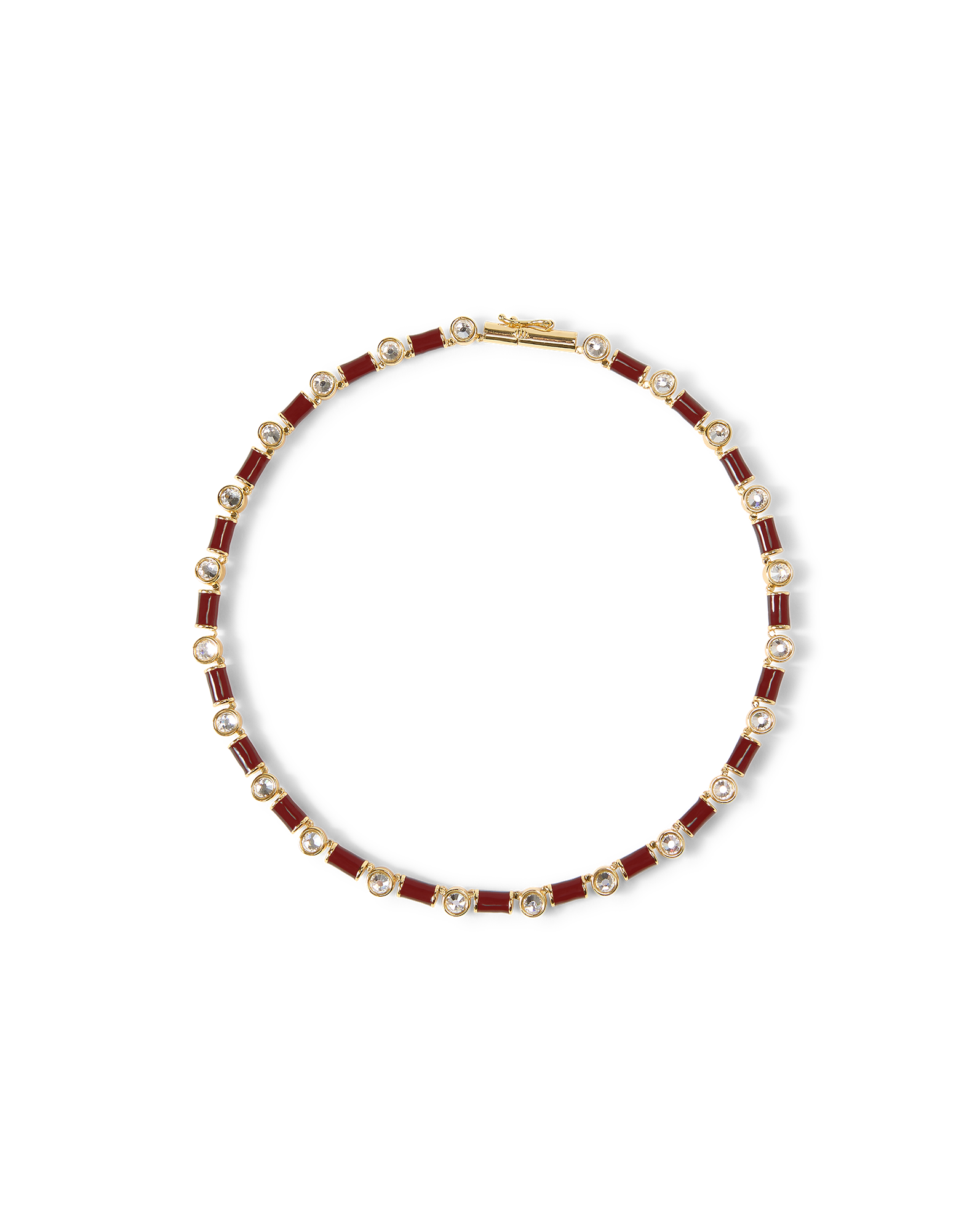 Burgundy Enamel and Crystal Barrel Necklace