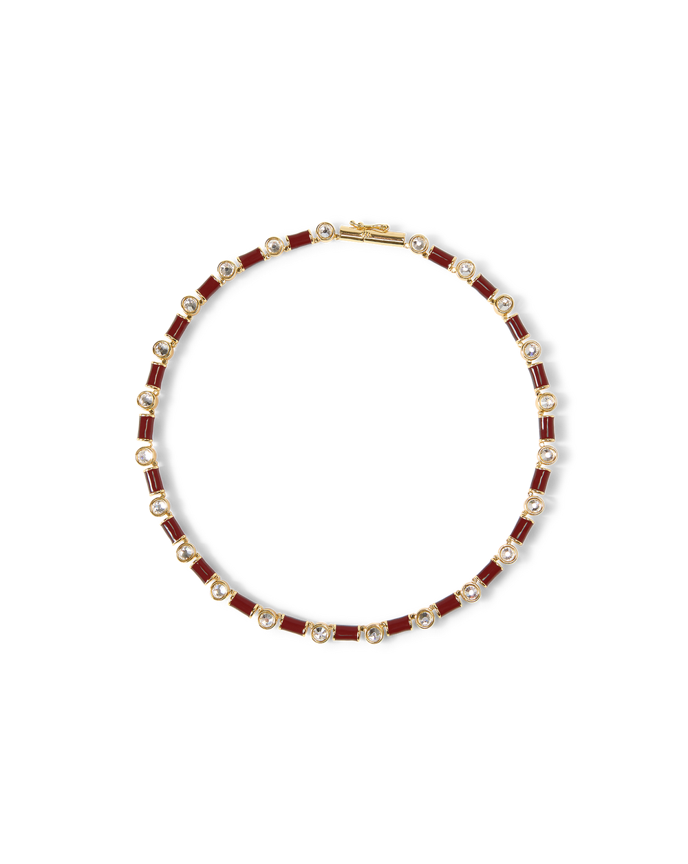 Burgundy Enamel and Crystal Barrel Necklace