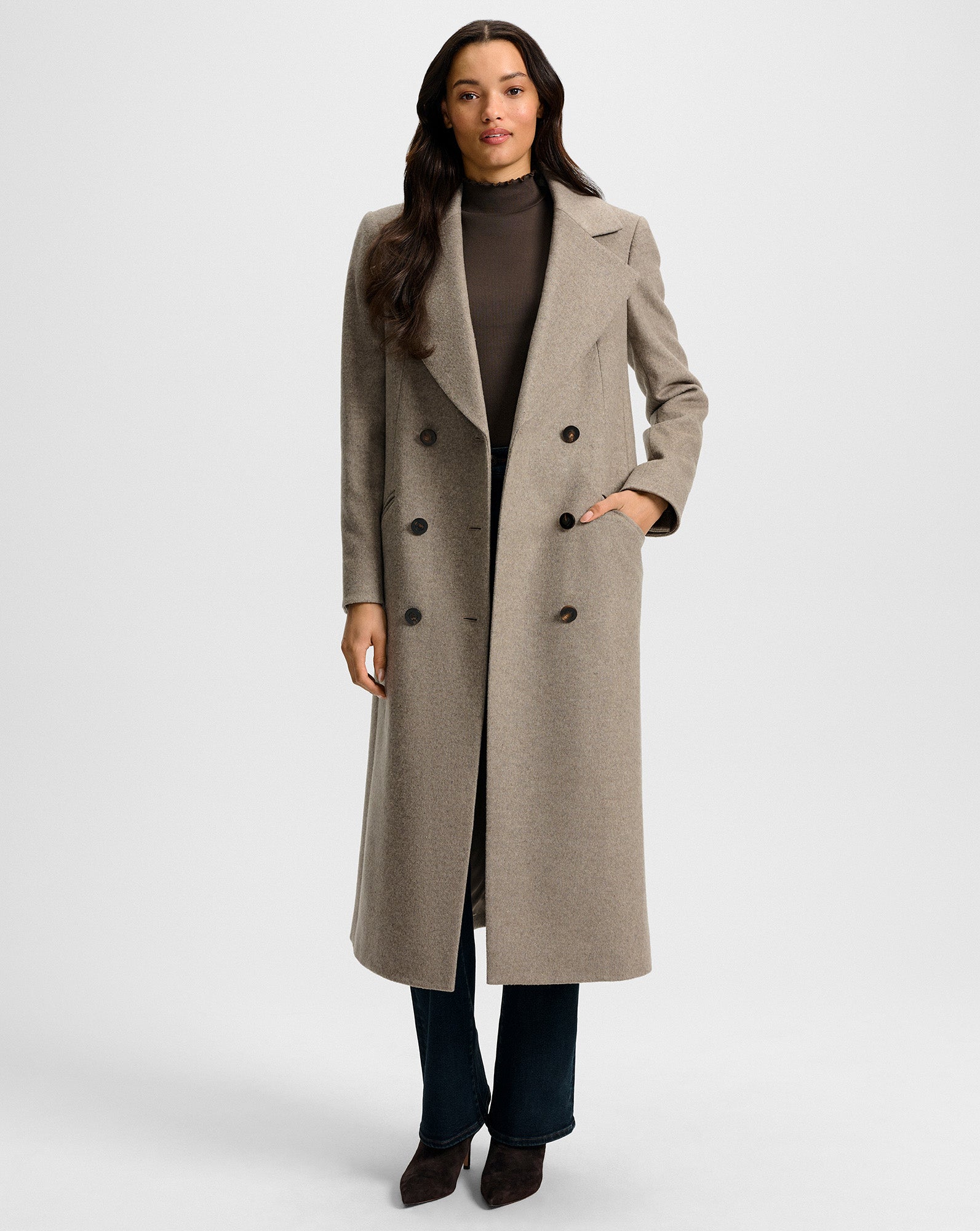 Seth Cashmere Coat in Taupe Melange