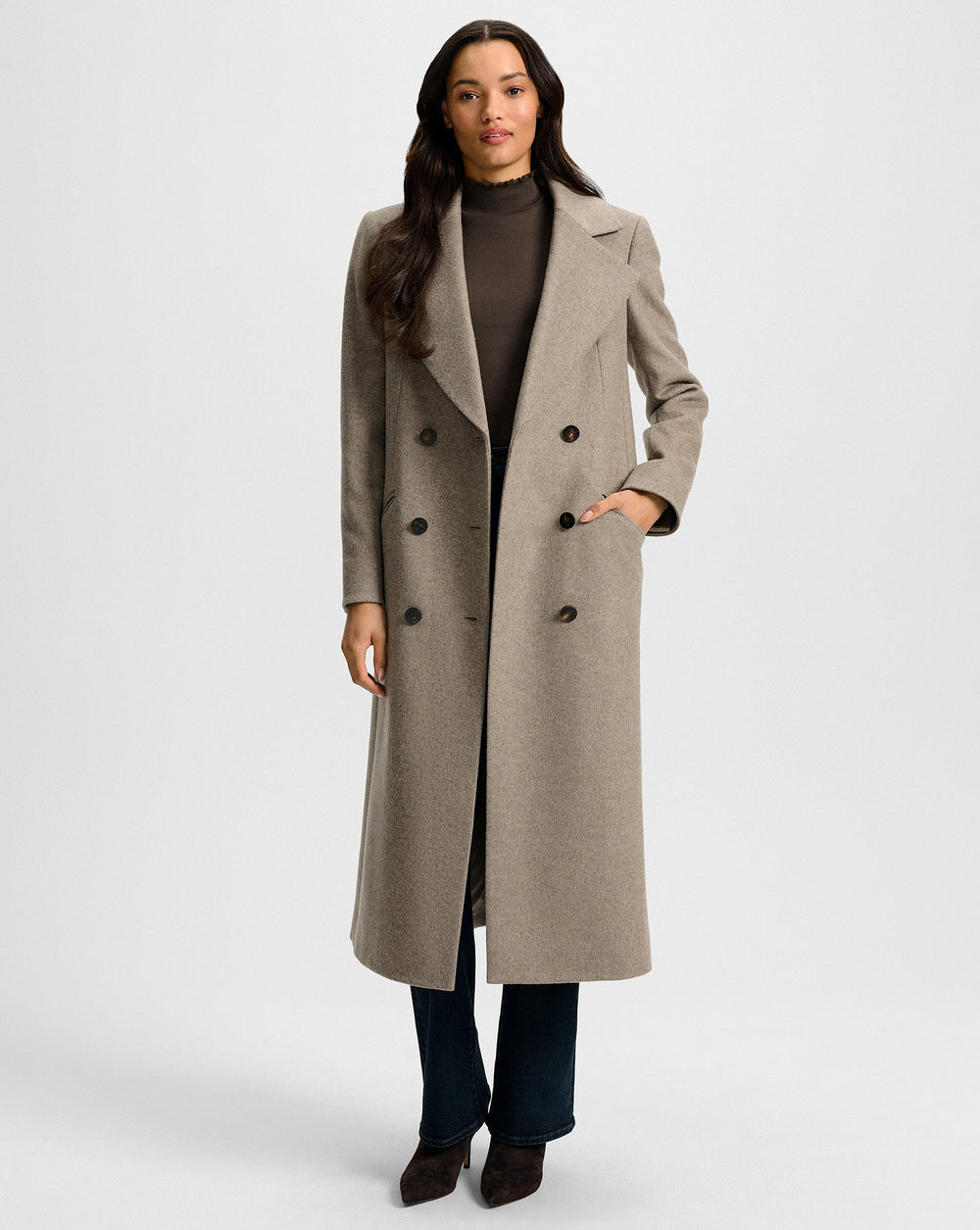 Seth Cashmere Coat in Taupe Melange