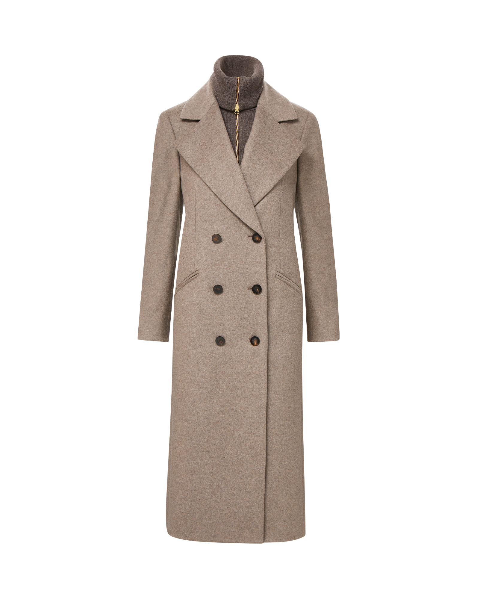 Seth Cashmere Coat in Taupe Melange
