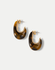 Resin J-Hoop Earring in Tortoise