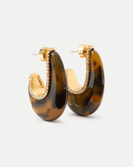 Resin J-Hoop Earring in Tortoise