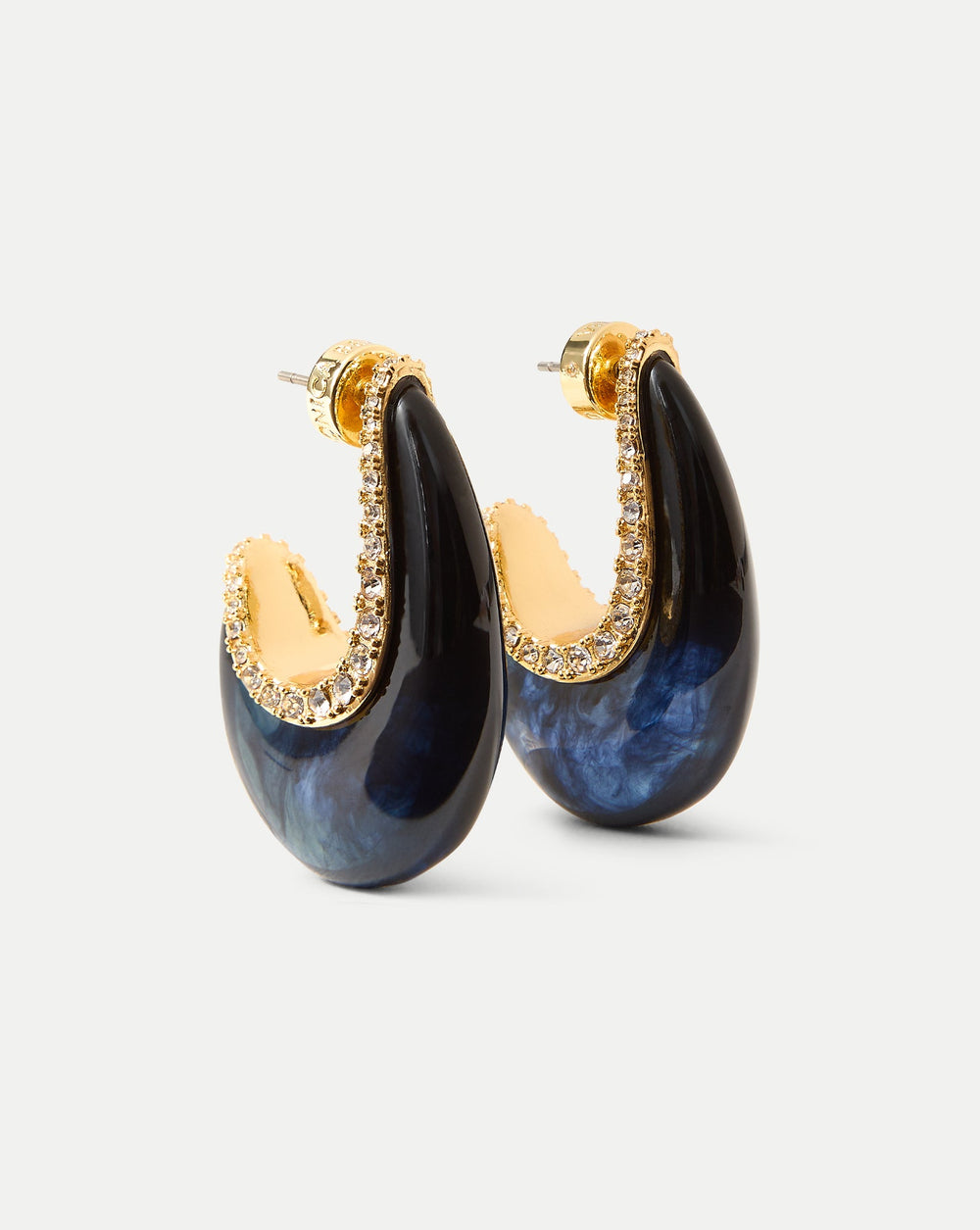 Resin J-Hoop Earring in Navy