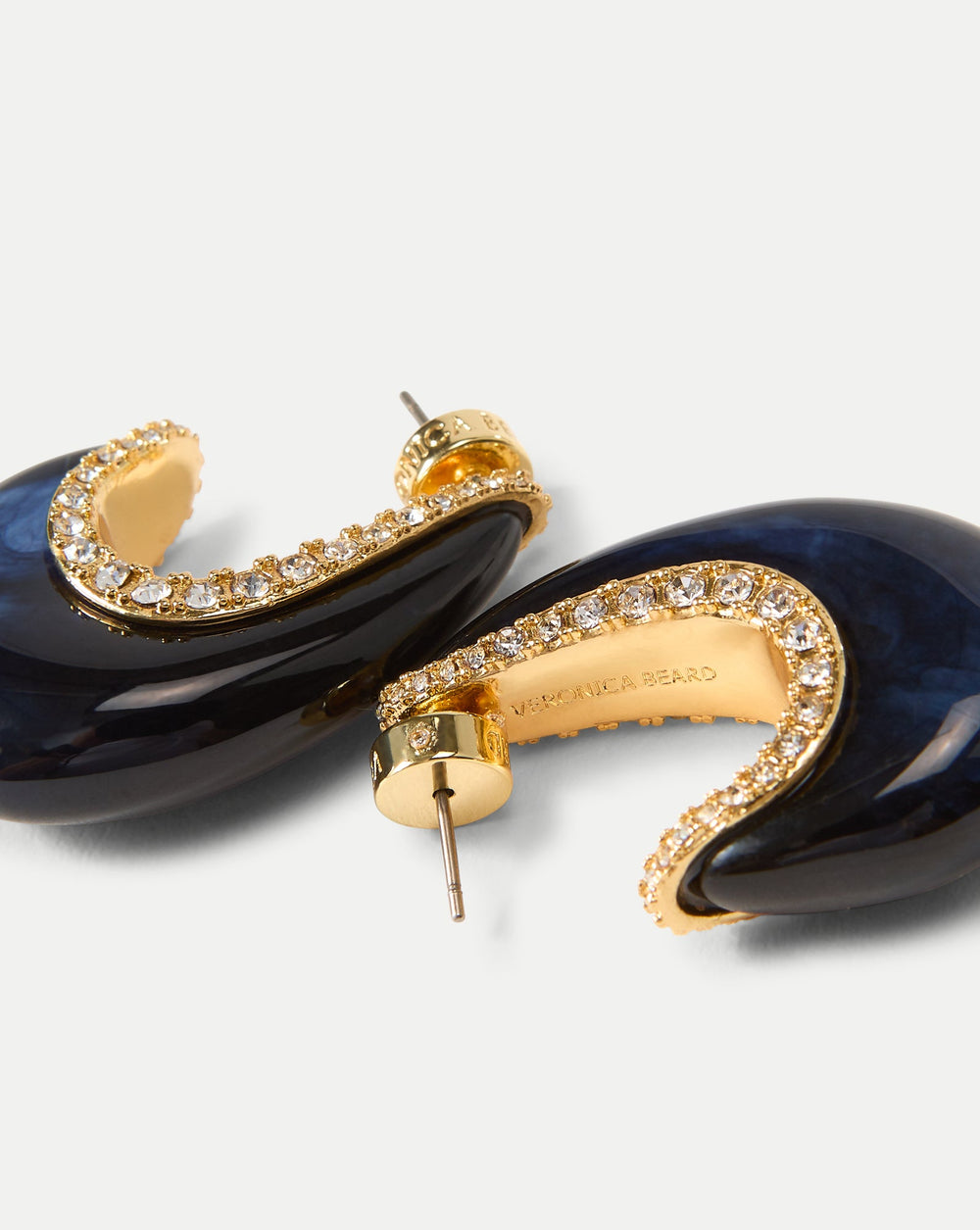 Resin J-Hoop Earring in Navy