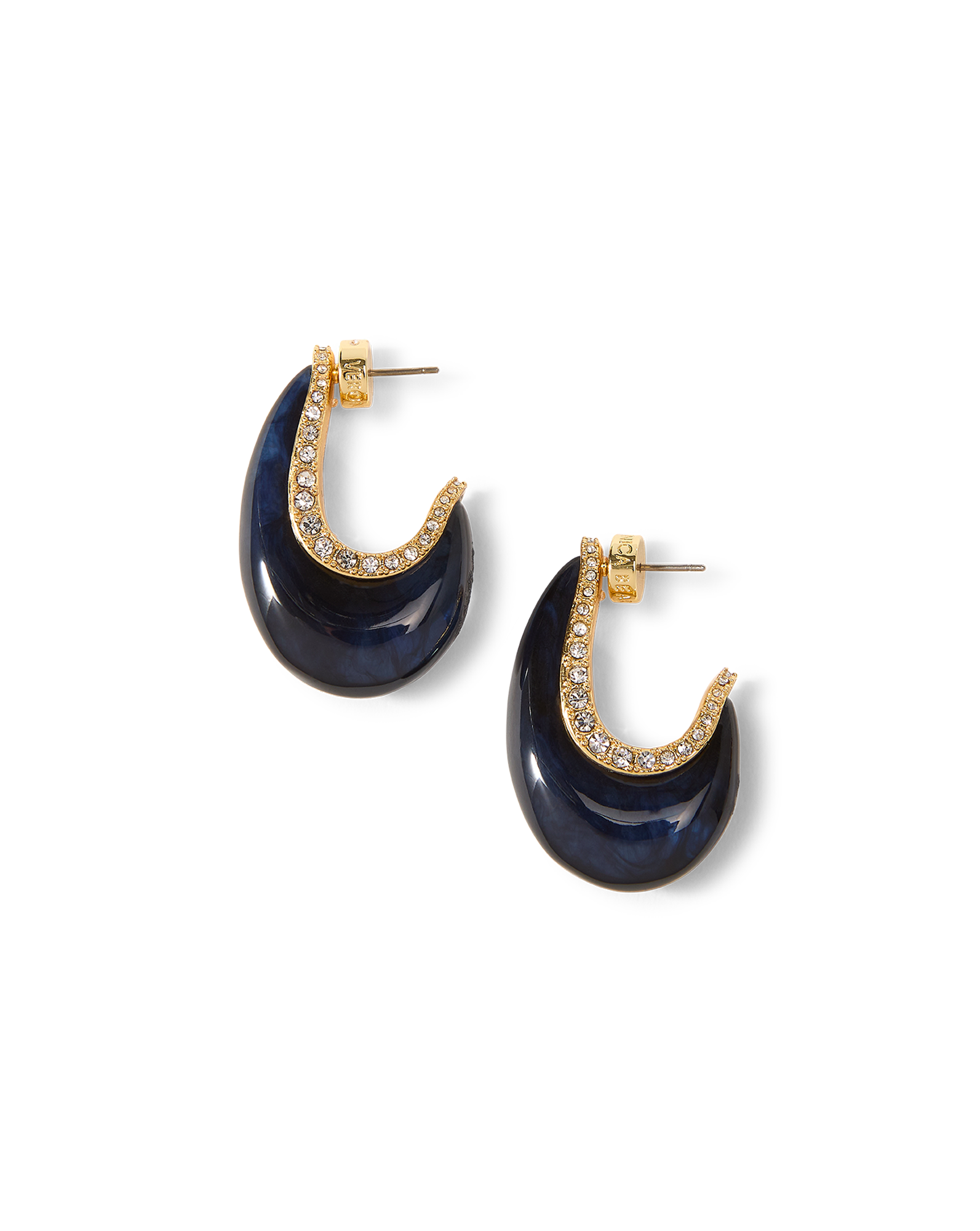 Resin J-Hoop Earring in Navy