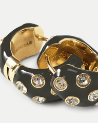 Crystal and Enamel Huggie Hoop in Black