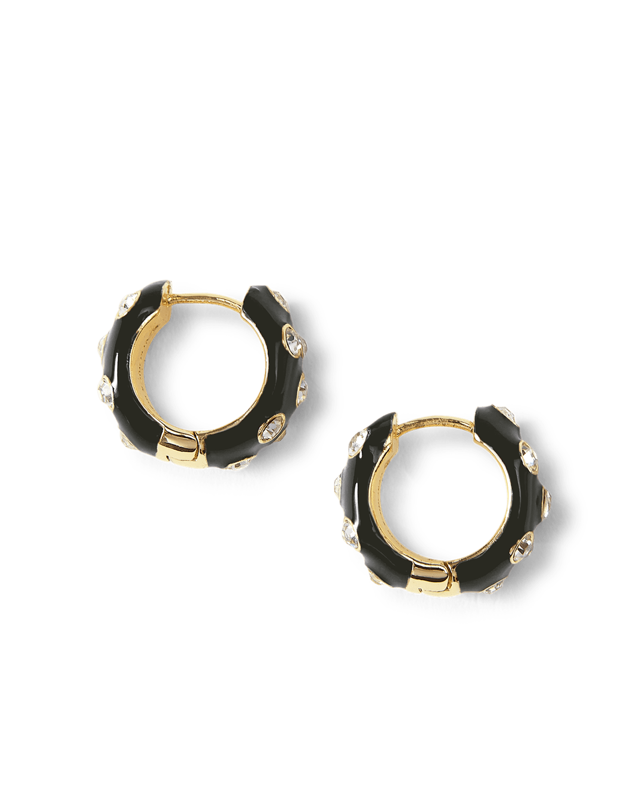 Crystal and Enamel Huggie Hoop in Black