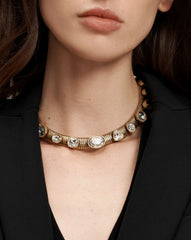 Crystal Tubogas Collar Necklace in Gold