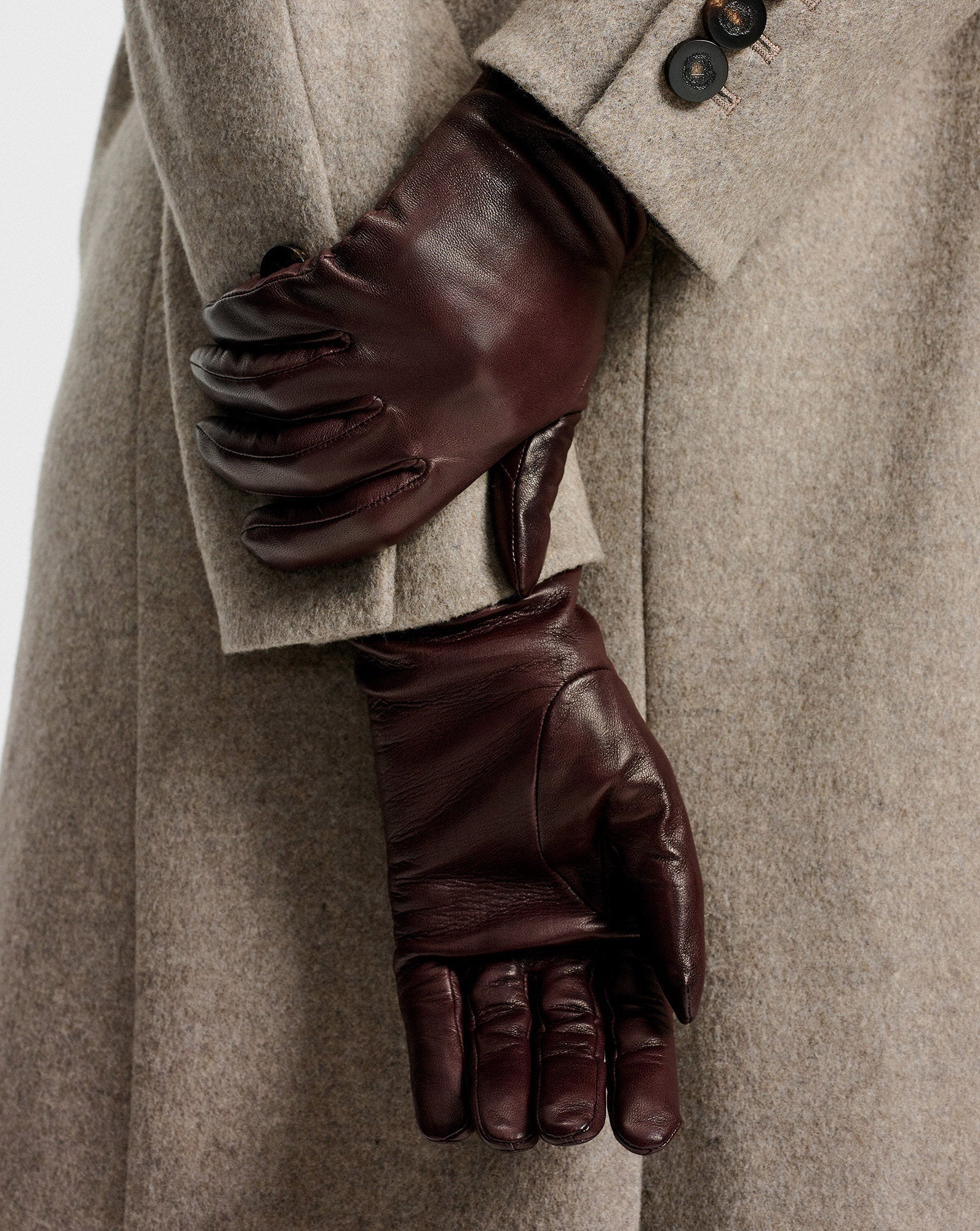 Celia Leather Glove in Dark Brown Raisin