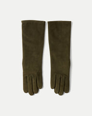 Celia Suede Glove in Khaki Cypress