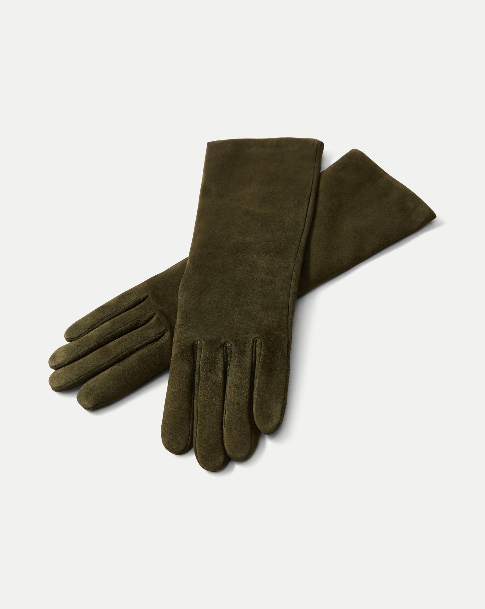 Celia Suede Glove in Khaki Cypress