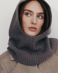 Wool-Cashmere Snood in Medium Heather Grey