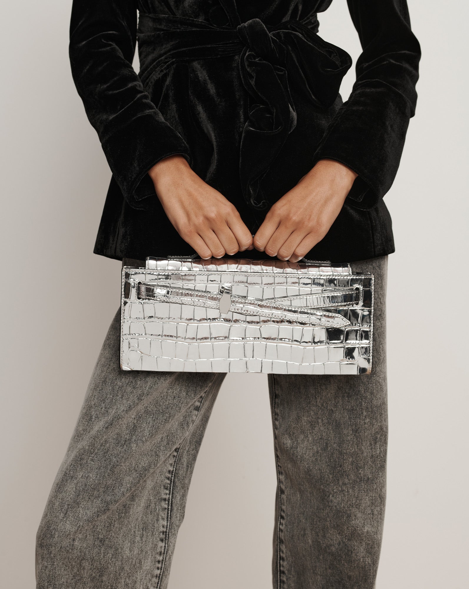 Veronica Beard Dash Clutch in Silver