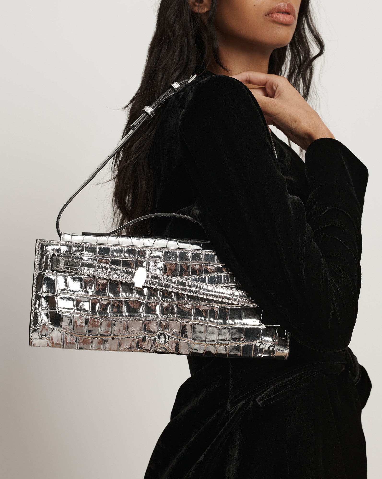 Veronica Beard Dash Clutch in Silver