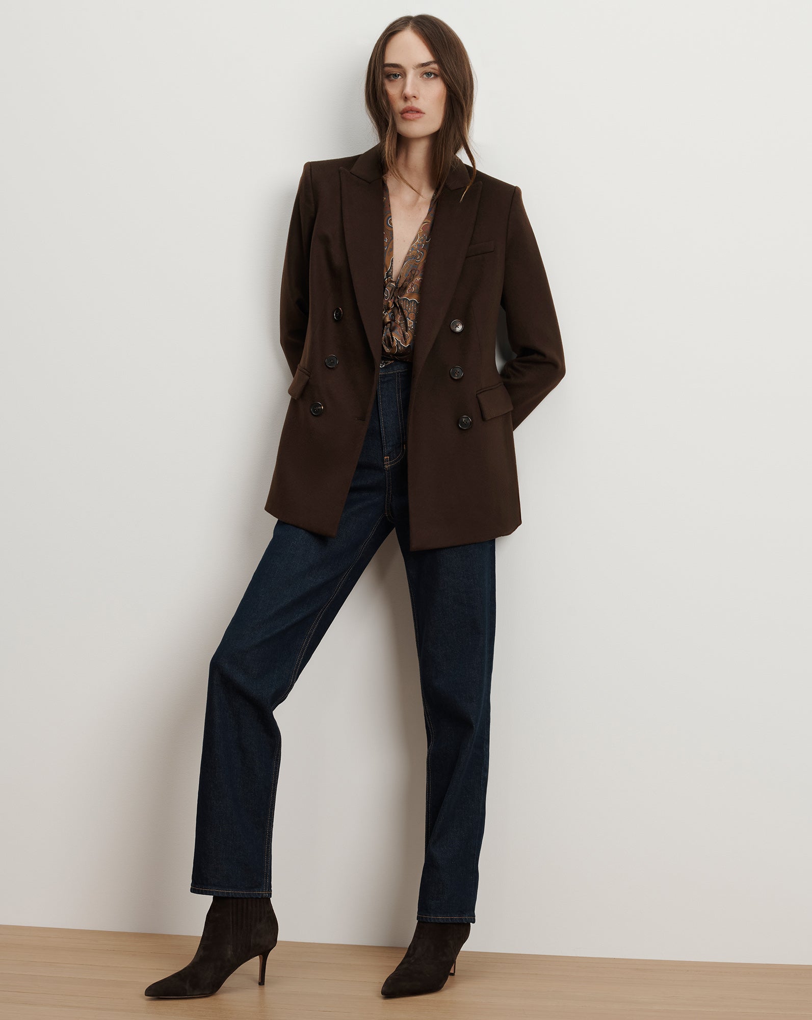 Ellette Cashmere Dickey Jacket in Dark Brown Chocolate