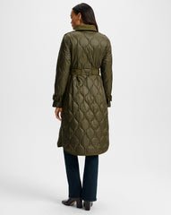 Newberry Puffer Trench Coat in Khaki
