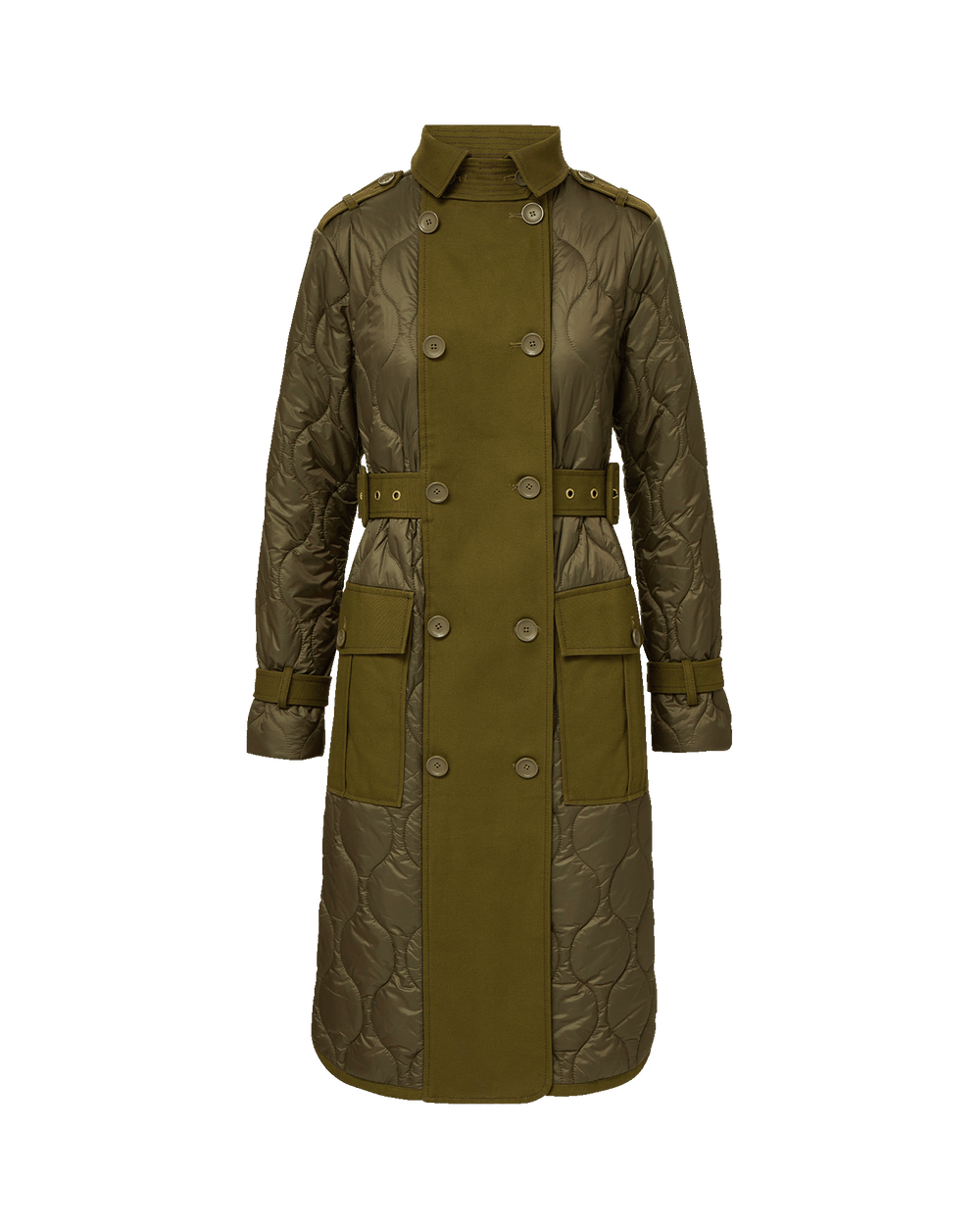 Newberry Puffer Trench Coat in Khaki