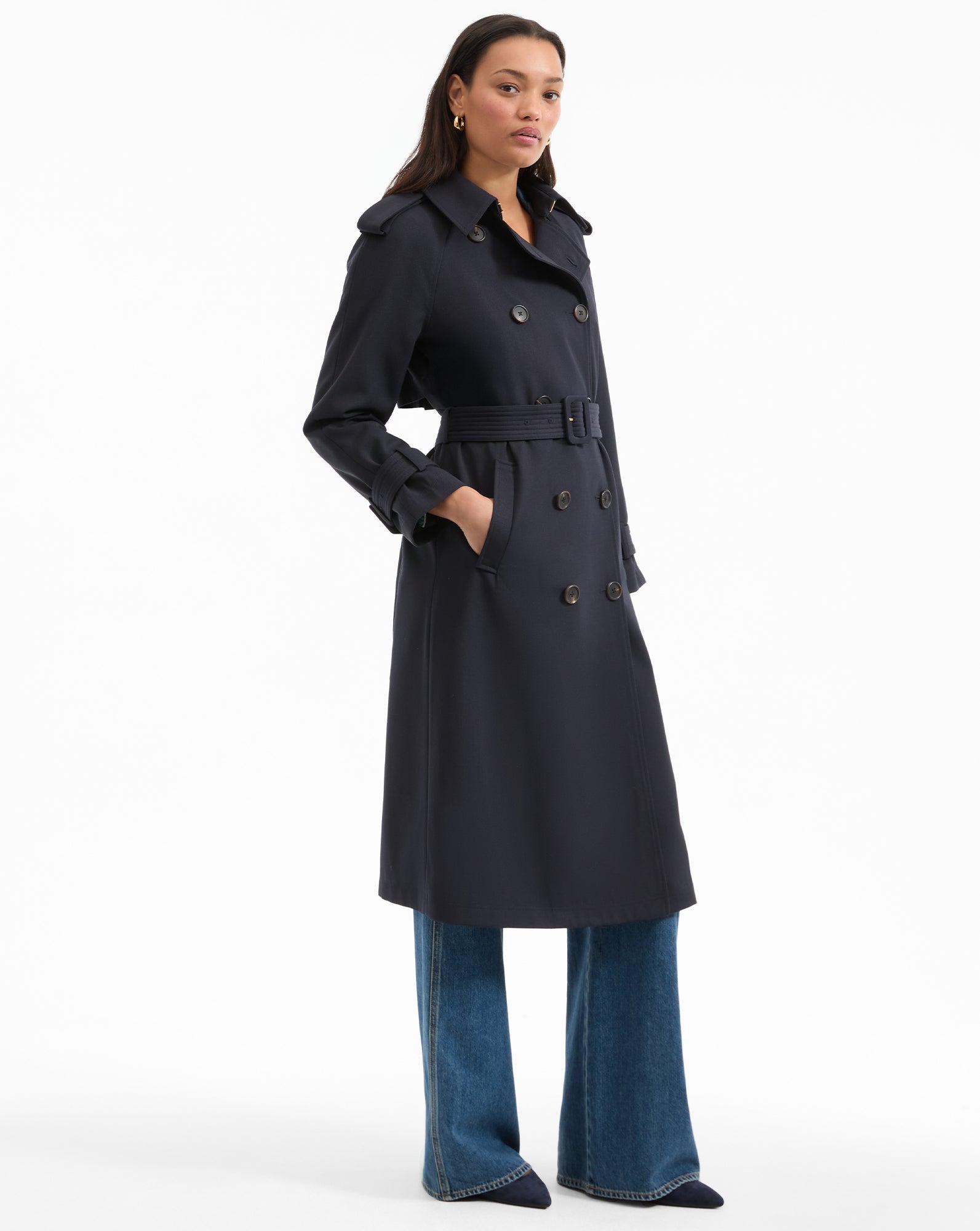 Conneley Dickey Trench Coat in Navy