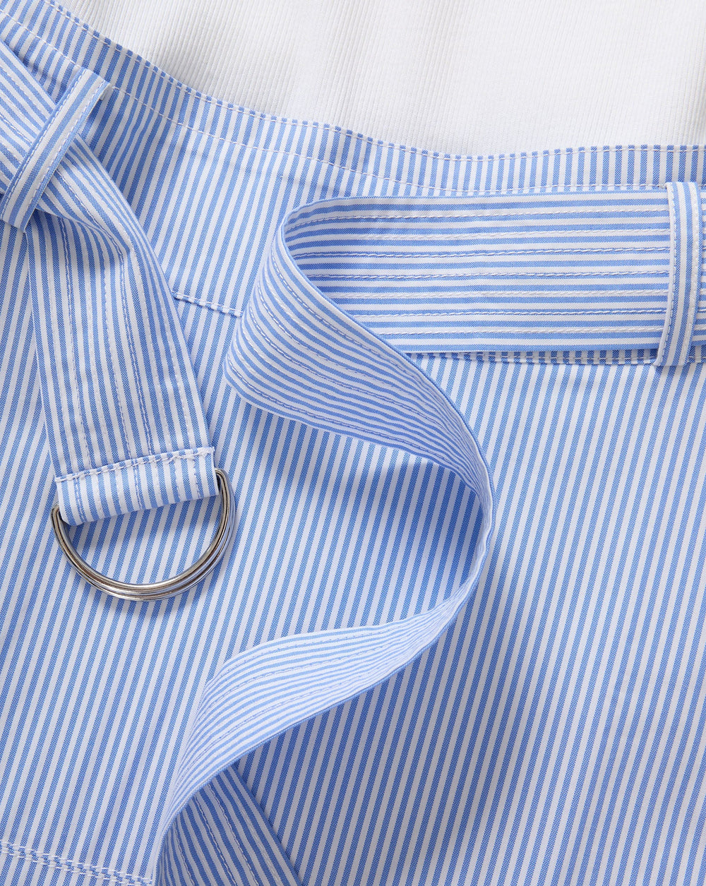 Belmar Mixed-Media Midi Dress in Blue/White Stripe