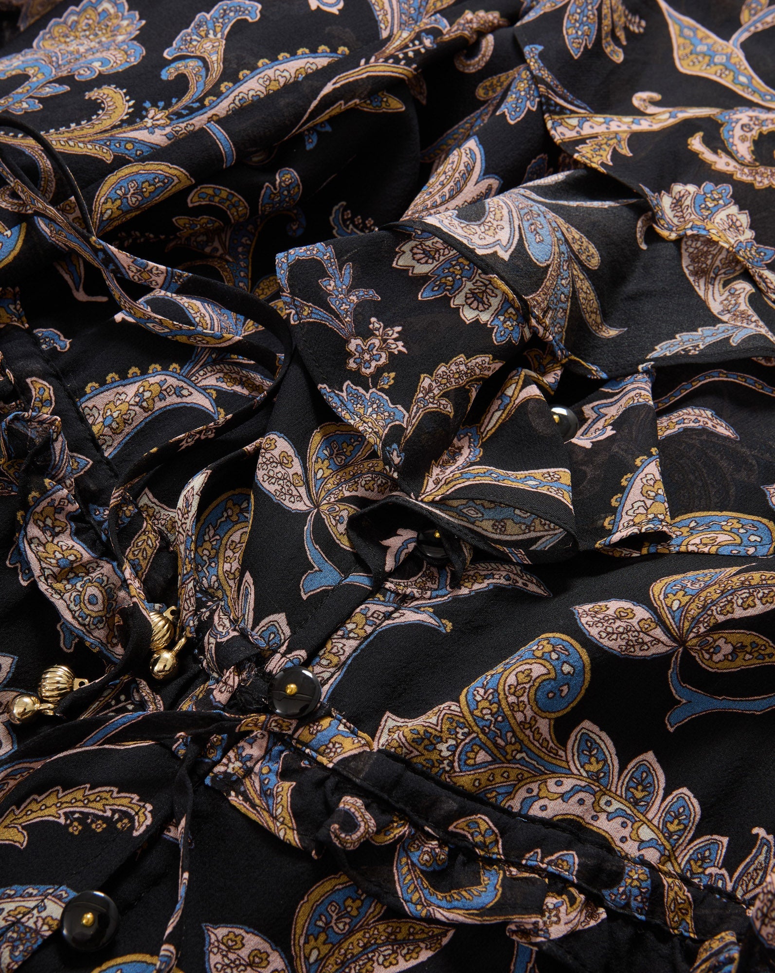 Akara Silk Maxi Dress in Black Multi