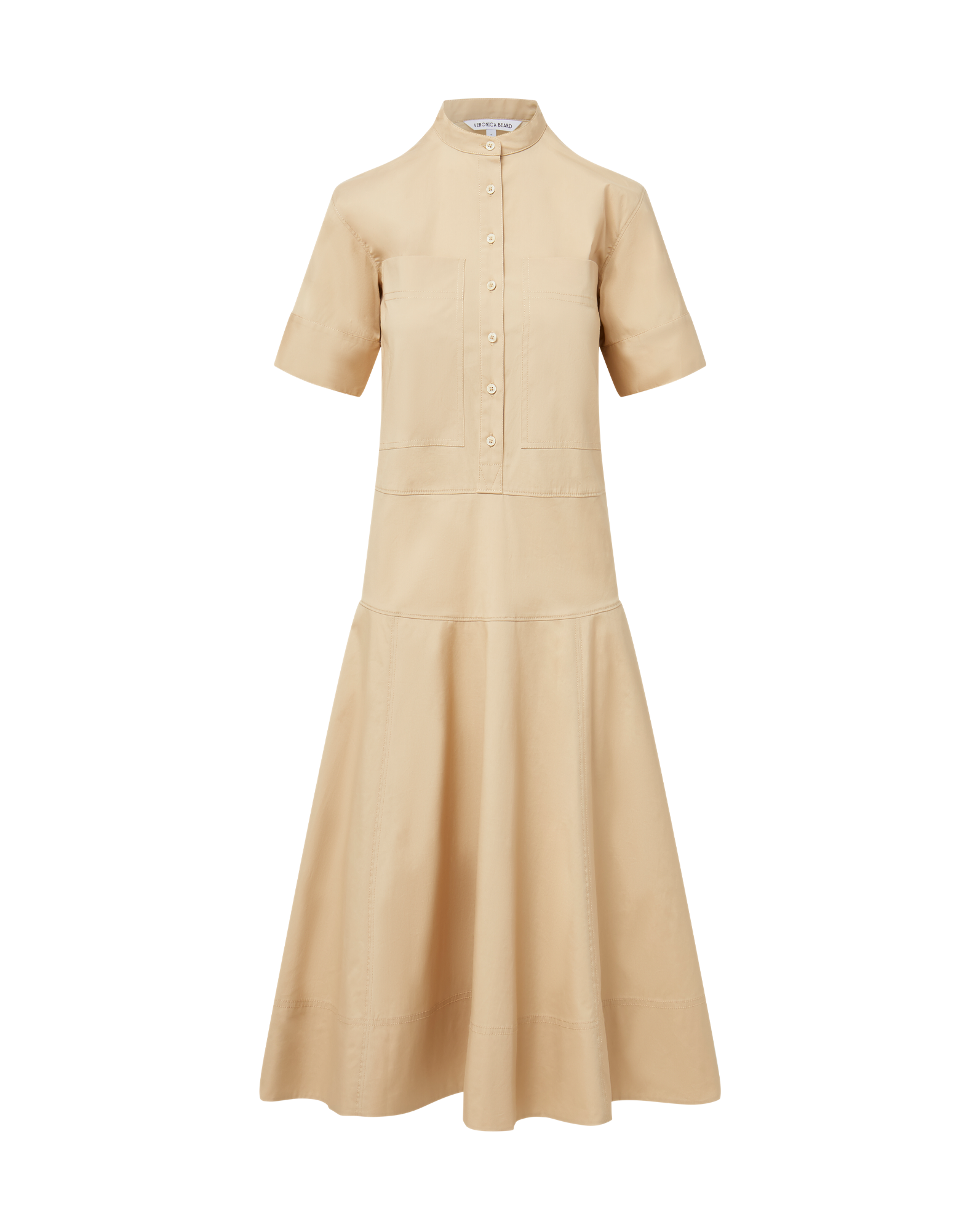 Cam Drop Waist Midi Dress in Stone Khaki