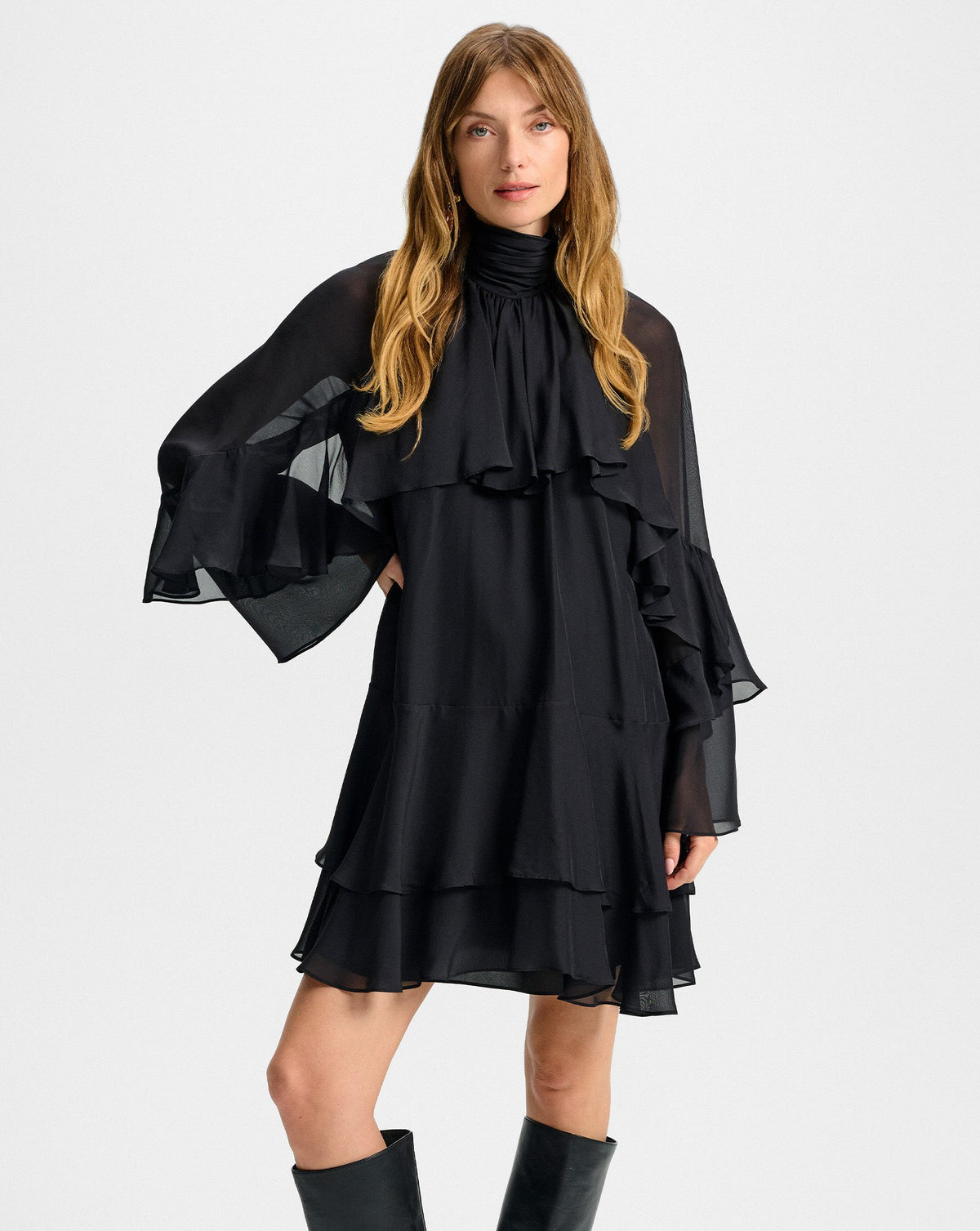 Adlington Silk Mini Dress in Black