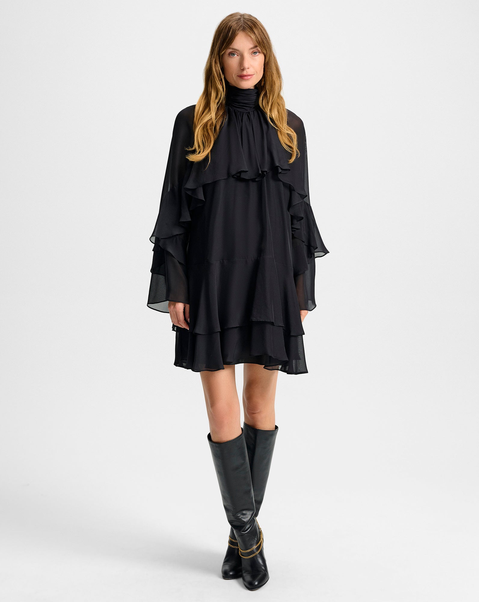 Adlington Silk Mini Dress in Black