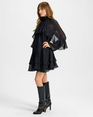 Adlington Silk Mini Dress in Black