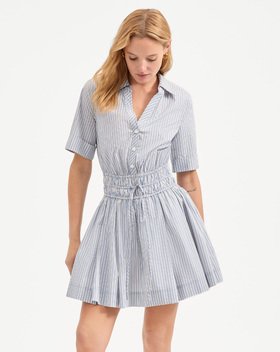Susan Striped Mini Dress in Blue & White Multi