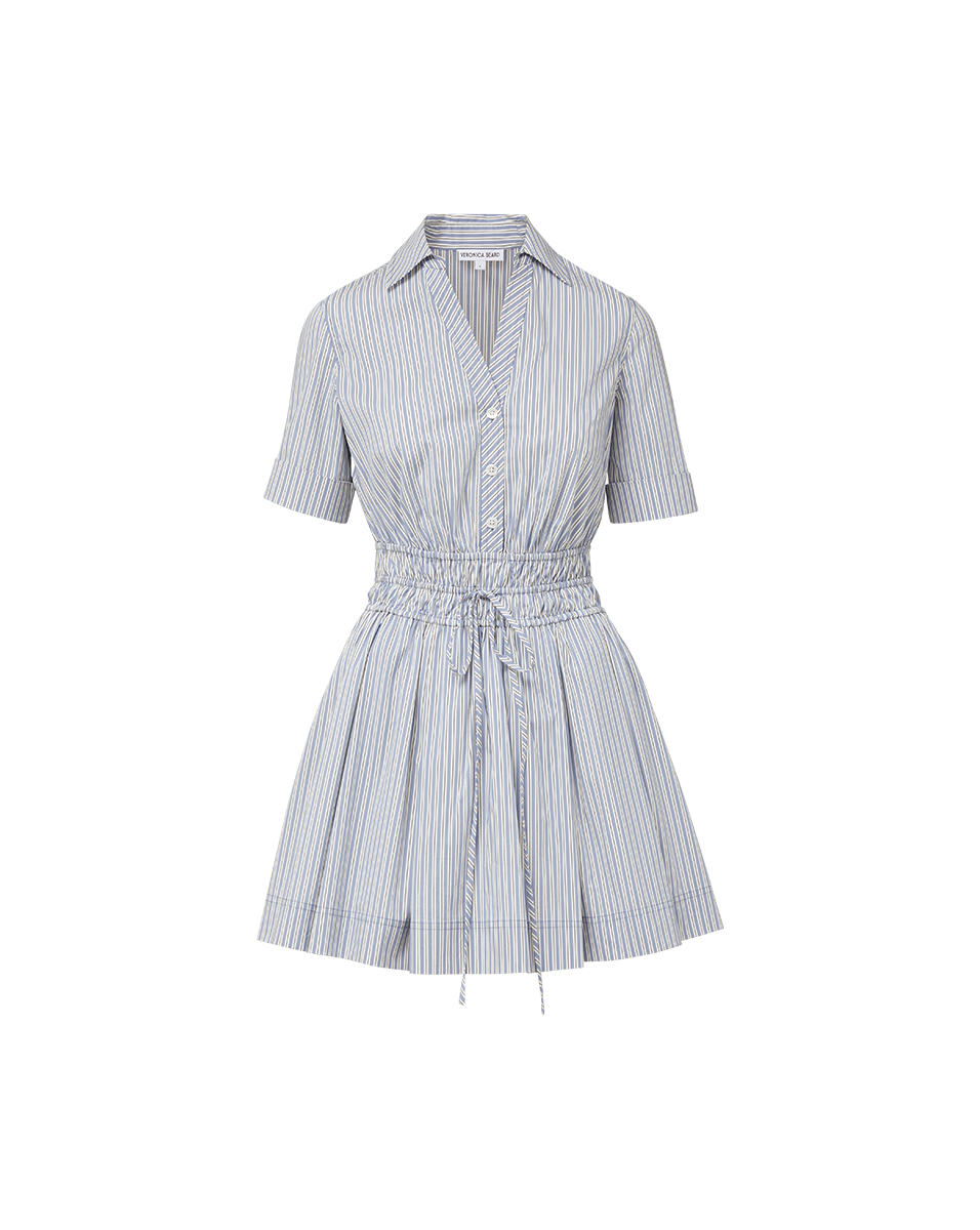 Susan Striped Mini Dress in Blue & White Multi
