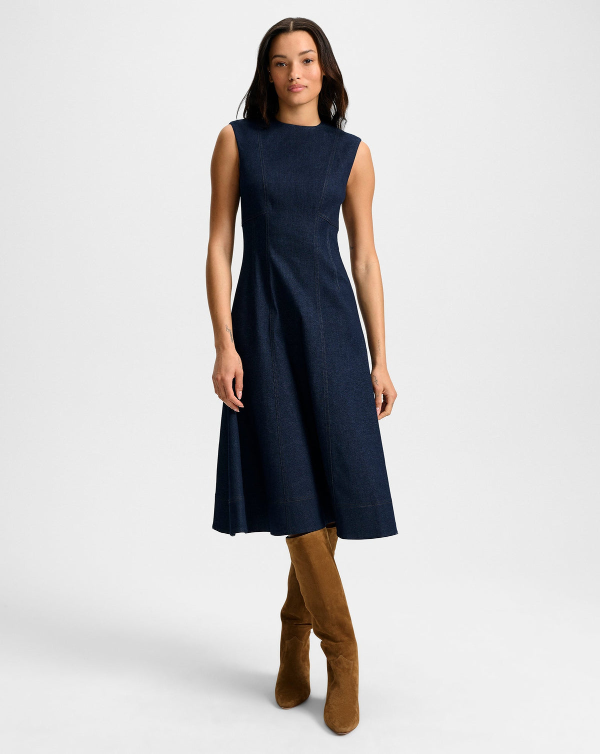 Dulce Denim Midi Dress in Midnight Wash