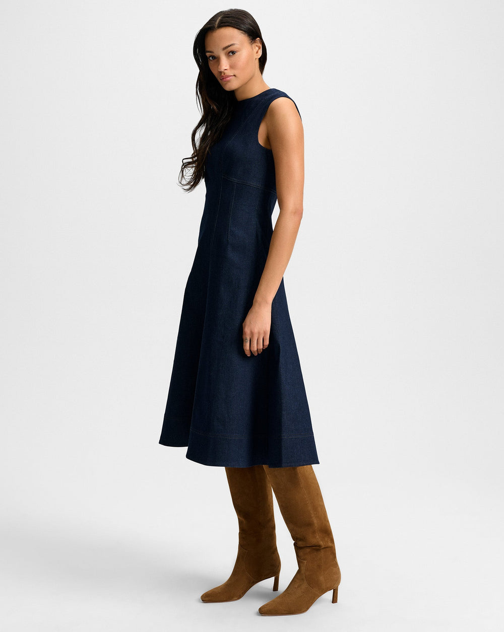 Dulce Denim Midi Dress in Midnight Wash