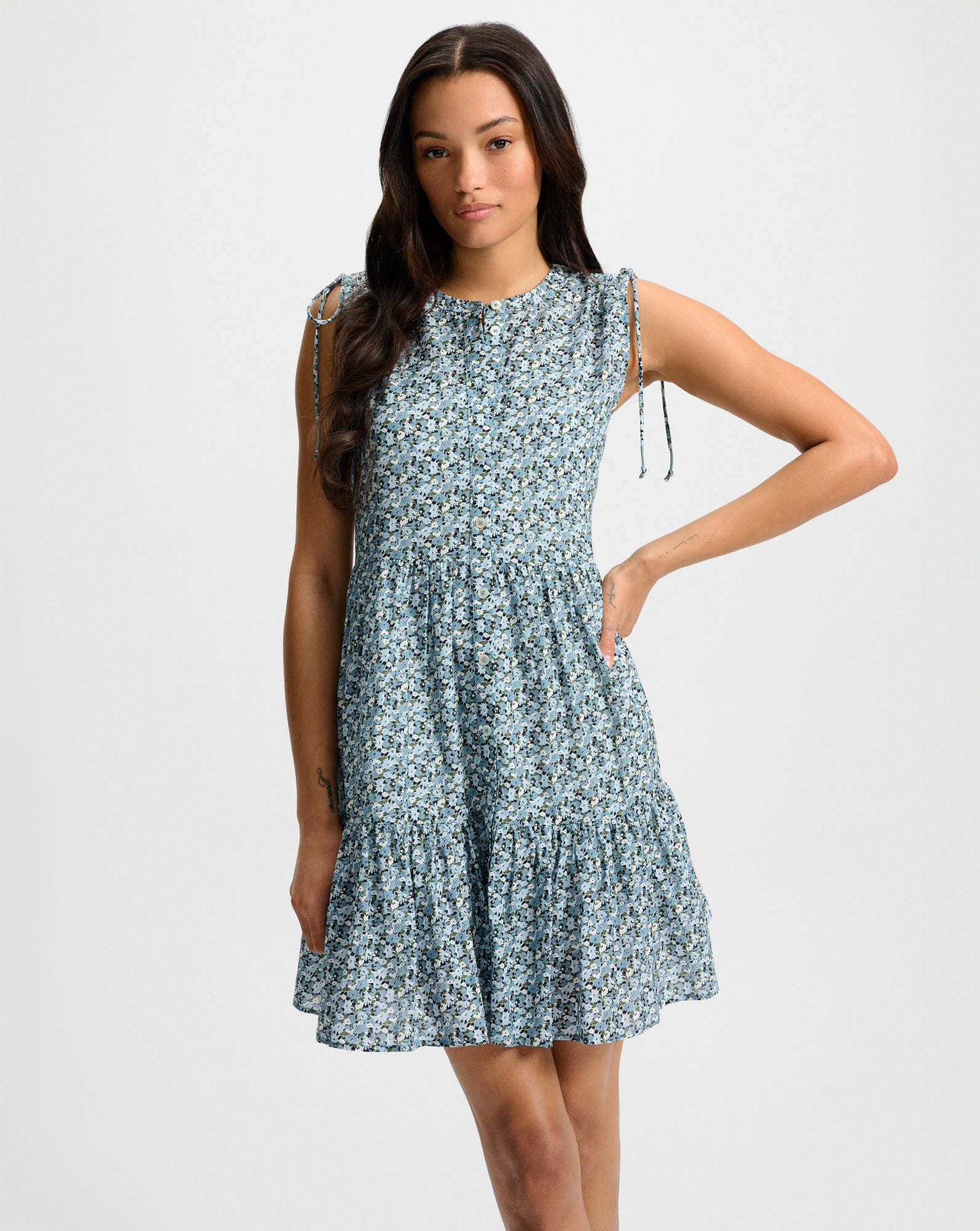 Yulianna Floral Mini Dress in Lake Mist Multi