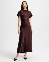 Redgrave Silk Midi Dress in Maroon Dark Currant