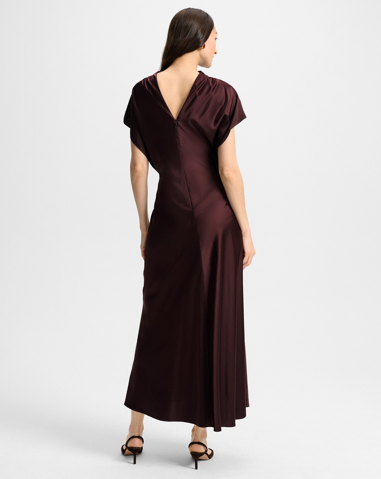Redgrave Silk Midi Dress in Maroon Dark Currant