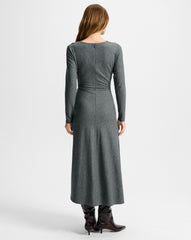 Theodora Wool Midi Dress in Medium Heather Grey